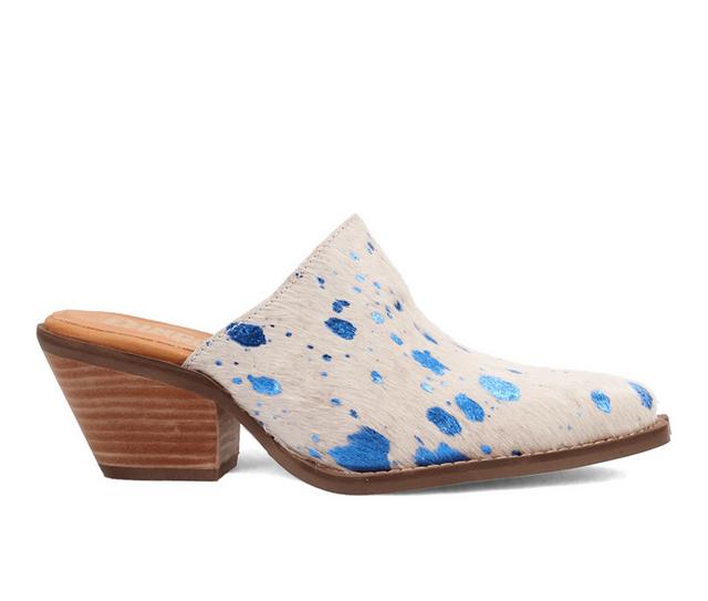 Women's Dingo Boot Cash Cow Heeled Mules in Blue color