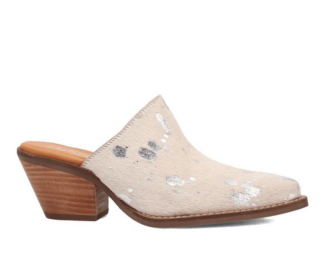 Women's Dingo Boot Cash Cow Heeled Mules in Silver color