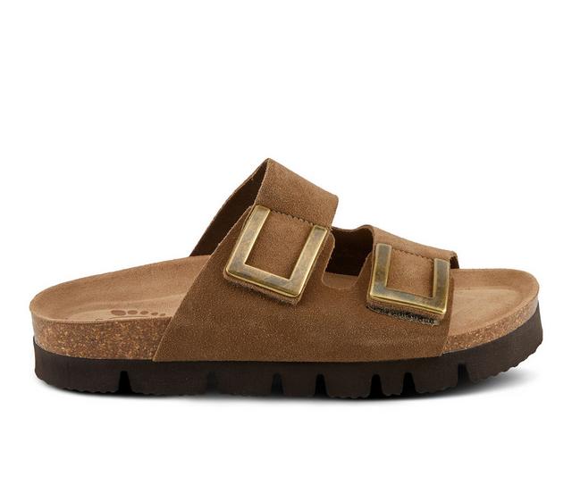 Women's SPRING STEP Nesconset Footbed Sandals in Tan Suede color