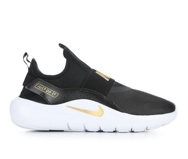 Kids' Nike Big Kid Flex Runner 4 Running Shoes in Blk/Wht/Gold color