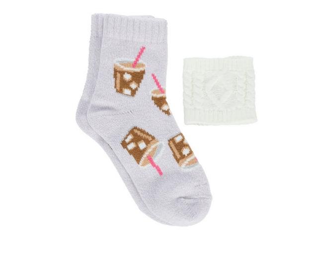FireSide 1- Pair Womens Crew w/ Coffee Sweater in Mult Coffee Cup color