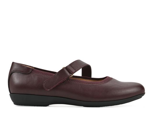 Women's Cliffs by White Mountain Carwen Flats in Burgundy Wide color