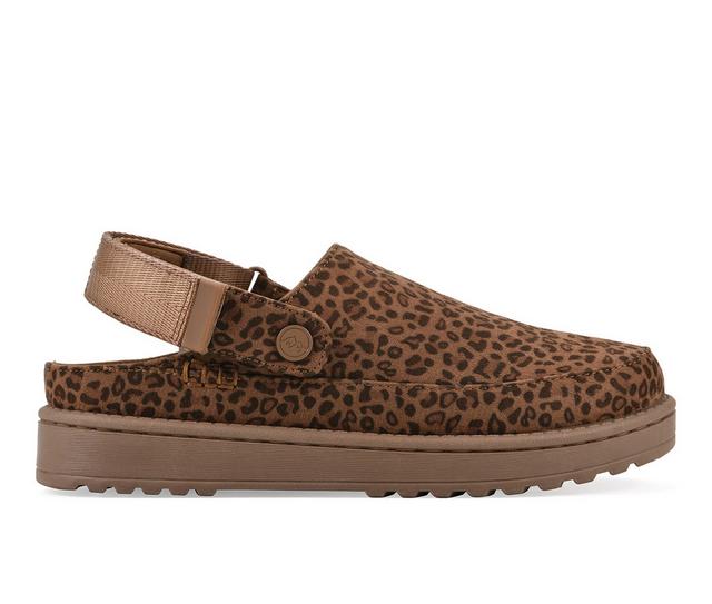 Women's White Mountain Icebound Clogs in Brown Leopard color