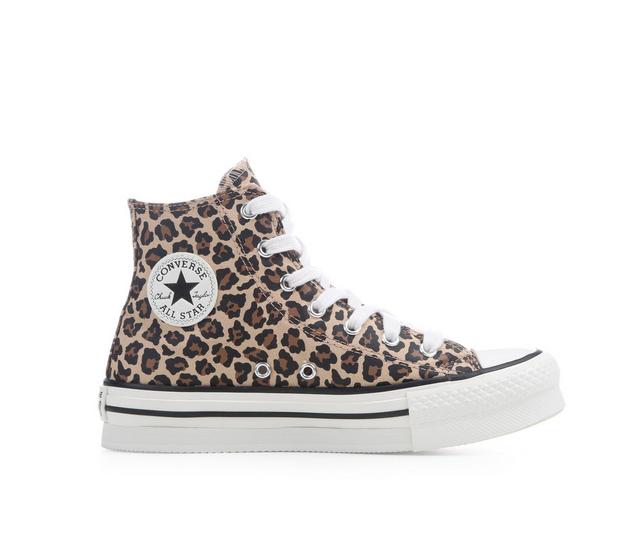 Girls' Converse Big Kid Chuck Taylor Lift Cheetah Sneakers in Wht/Multi/Black color