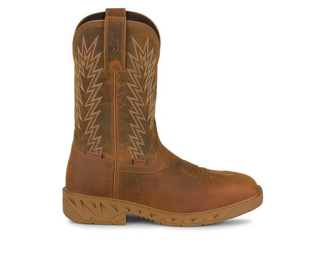 Justin Boots Blinder Brown ST Cowboy Boots in Brown Water Buf color