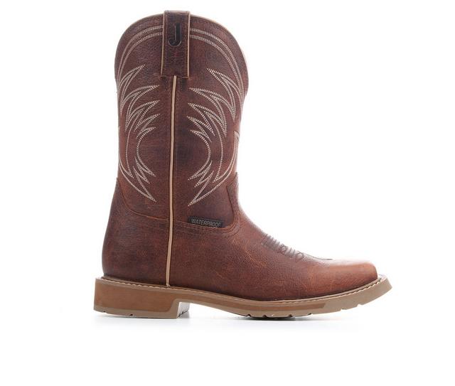 Men's Justin Boots Daywork Pecan ST Cowboy Boots in Brown Water Buf color