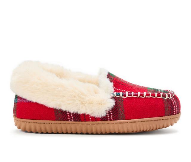 Dearfoams Ryland Moccasin Slippers in Red Plaid color