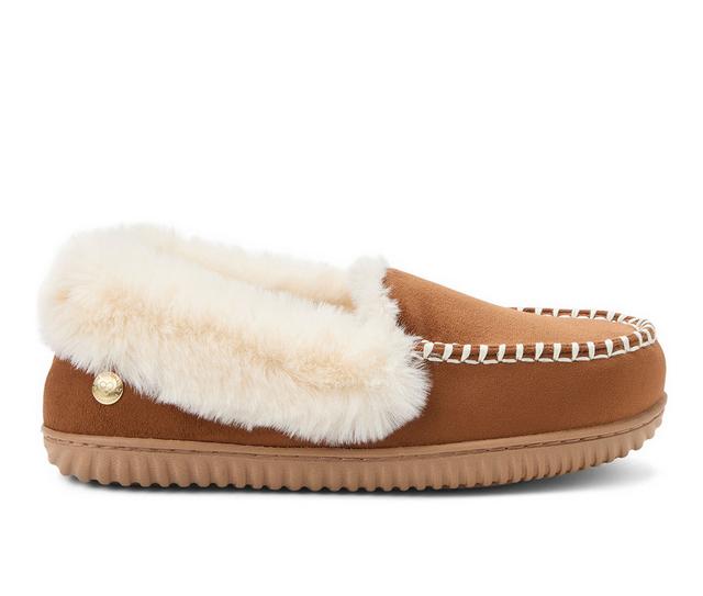Dearfoams Ryland Moccasin Slippers in Tan color