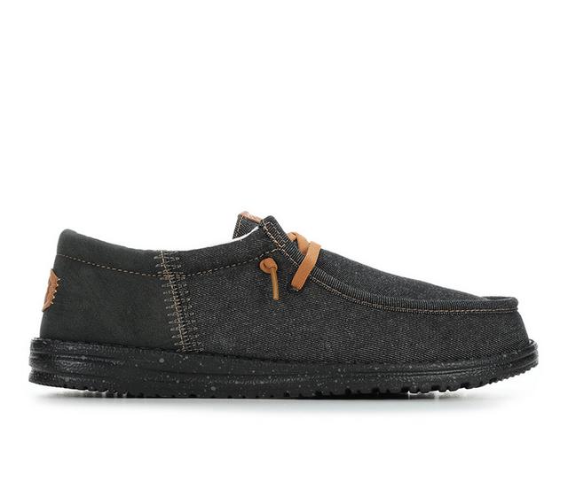 Men's HEYDUDE Wally Funk Denim Casual Shoes in Black color