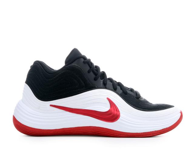 Men's Nike Precision VIII Mid Basketball Shoes in Black/White/Red color