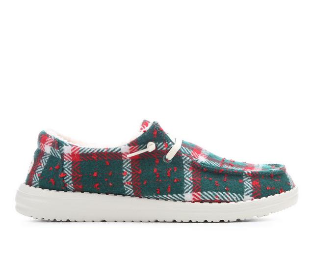 Women's HEYDUDE Wendy Confetti Plaid Casual Shoes in Red/Green/Multi color