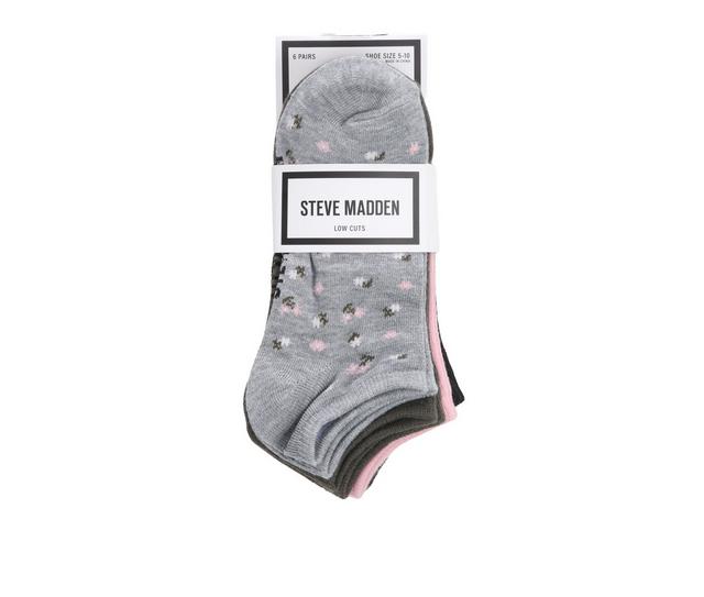 Steve Madden 6 Pack DItsy Floral Low Cut Socks in Heather Grey color