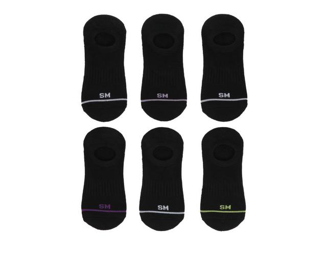 Steve Madden 6 Pack SM Logo Sneaker Liner HC Socks in Black color