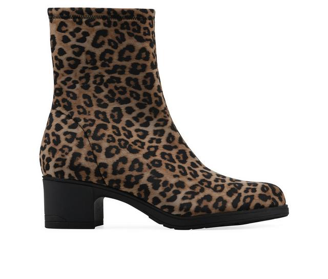 Women's Cliffs by White Mountain Huda Booties in Tan Leopard color