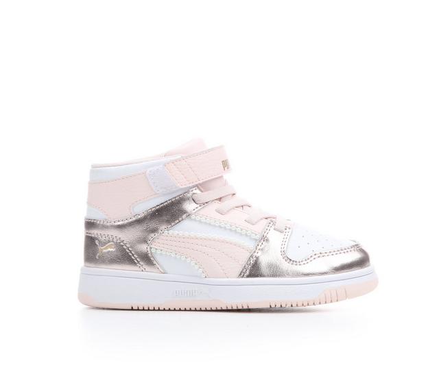 Girls' Puma Rebound Layup Romantic Sneakers in Blush/Wht/Mtlc color