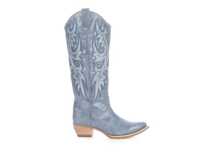 Women's Frye & Co. Irlene Tall Deco Stitch Western Boots in Denim Blue color