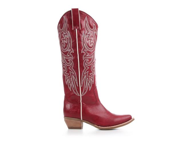 Women's Frye & Co. Irlene Tall Deco Stitch Western Boots in Dark Cherry color