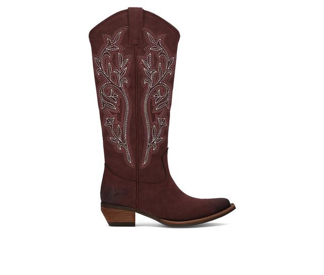 Women's Frye & Co. Irlene Tall Deco Stitch Western Boots in Mulberry color