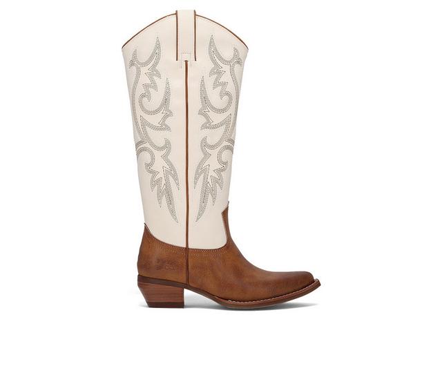 Women's Frye & Co. Irlene Tall Deco Stitch Western Boots in Off White/Brown color