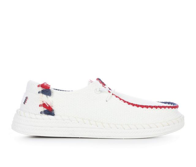 Women's HEYDUDE Wendy Espadrille Americana Casual Shoes in Wht/Blu/Red color