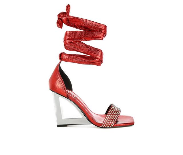 Women's London Rag Hashira Dress Sandals in Red color