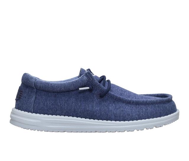 Men's HEYDUDE Wally Stretch Sox Jersey Casual Shoes in Navy color