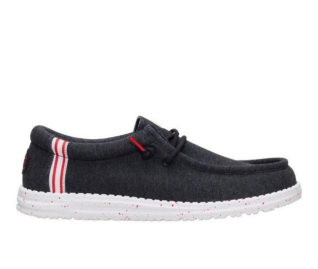 Men's HEYDUDE Wally Stretch Sox Jersey Casual Shoes in Black/Red color