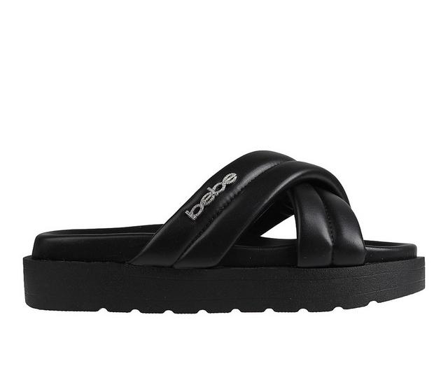 Women's Bebe Angelina Footbed Sandals in Black color