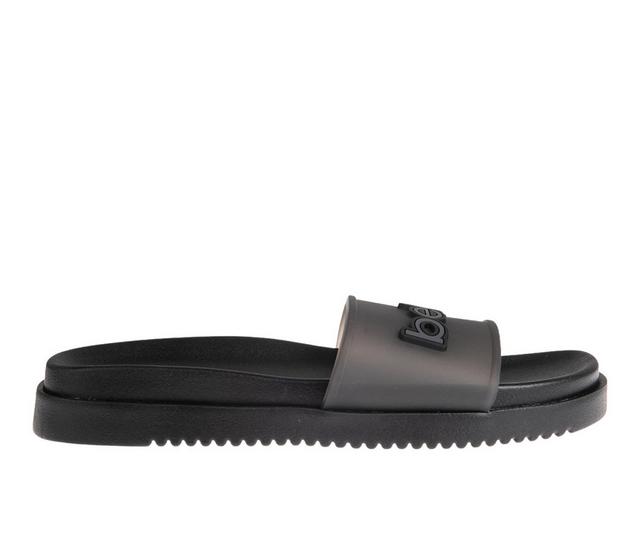 Women's Bebe Aurora Sport Slides in Black Grey color