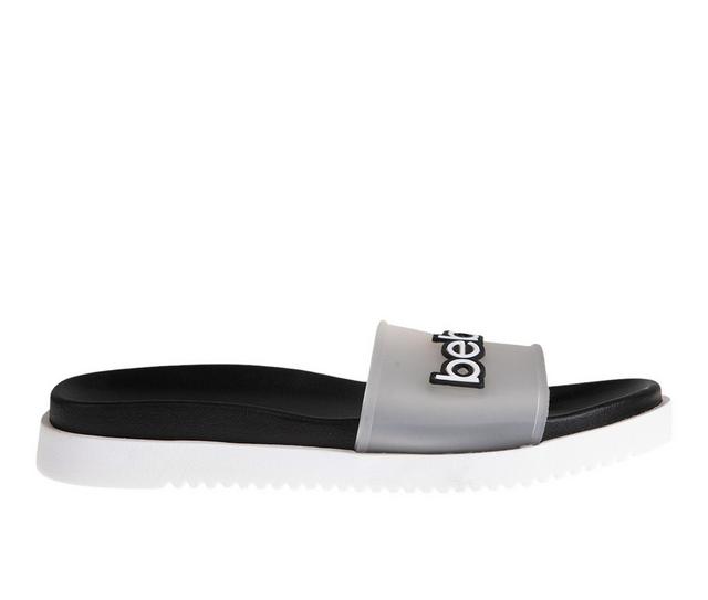 Women's Bebe Aurora Sport Slides in White Black color