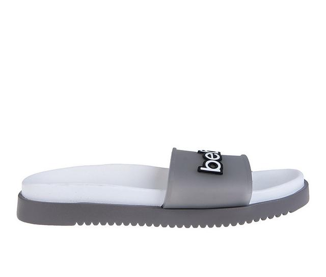 Women's Bebe Aurora Sport Slides in White Grey color
