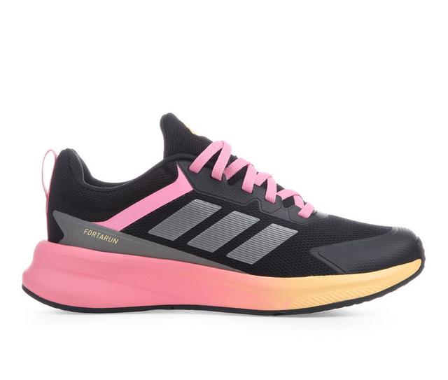 Kids' Adidas FortaRun 4.0 Junior Running Shoes in Blk/Bliss Pink color