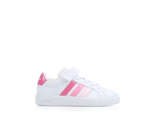 Girls' Adidas Little Kid Grand Court 3.0 El C Sneakers in White/Pink/Pink color