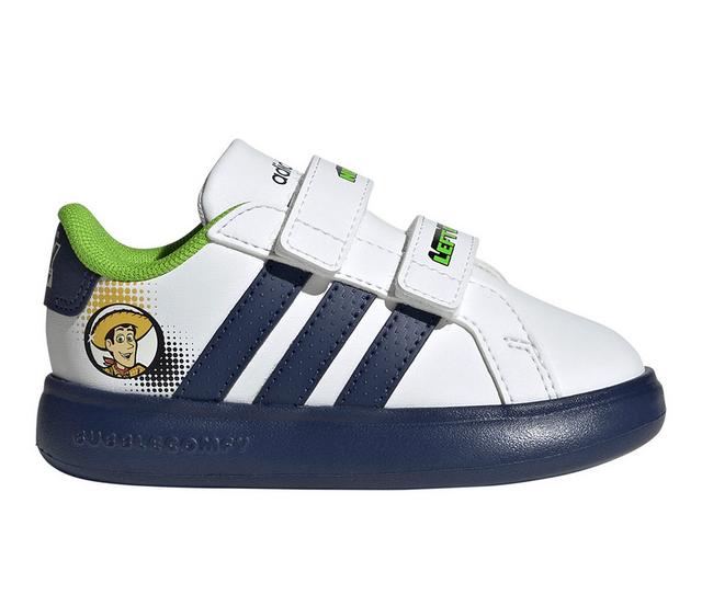 Kids' Adidas Infant & Toddler Grand Court 3.0 Sneakers in Wht/DkBlue/Wht color