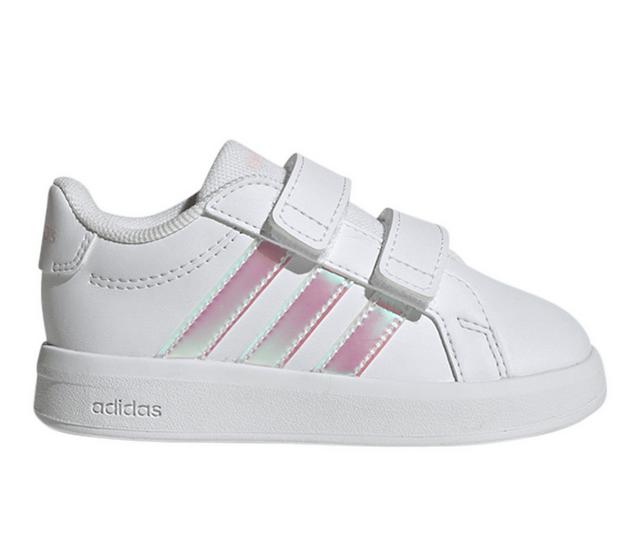 Kids' Adidas Infant & Toddler Grand Court 3.0 Sneakers in Wht/Iridesent color