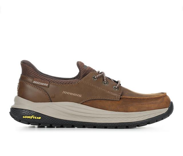 Men's Skechers 205585 Ollie Boat Shoes in Dark Brown color
