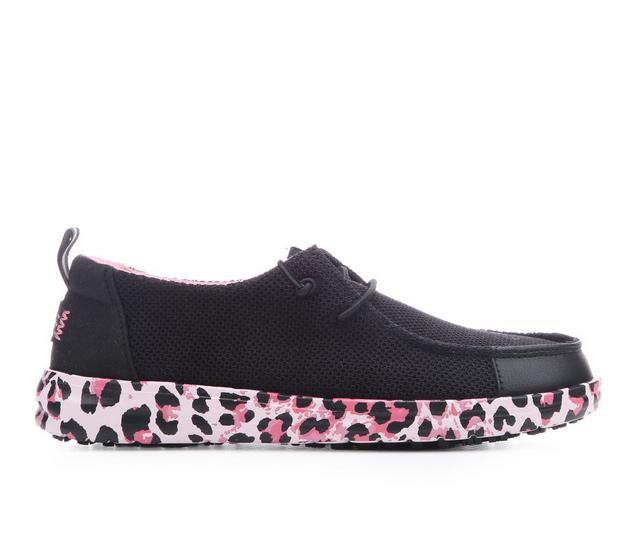 Women's HEYDUDE Wendy Work CE Leopard Slip Resistant Shoes in BLK/PINK LEOP color