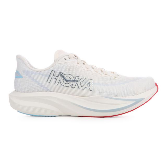 Women's Hoka Mach 7 Running Shoes in Alabaster/Blue color