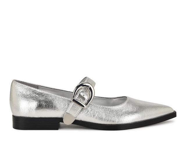 Women's Nine West Katrel Flats in Silver color