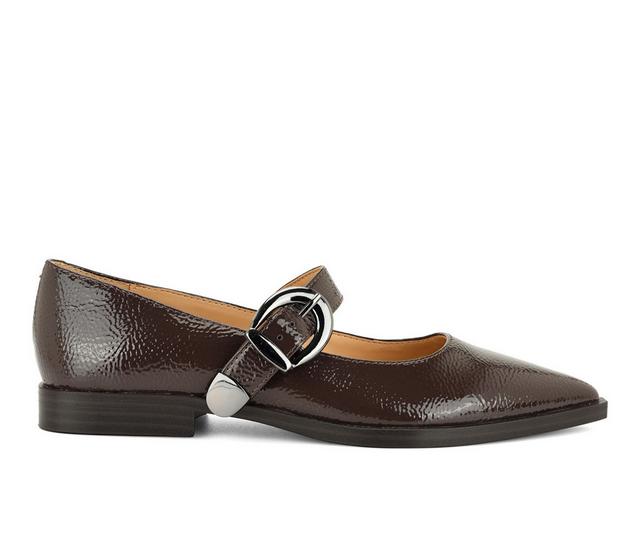 Women's Nine West Katrel Flats in Dark Brown color