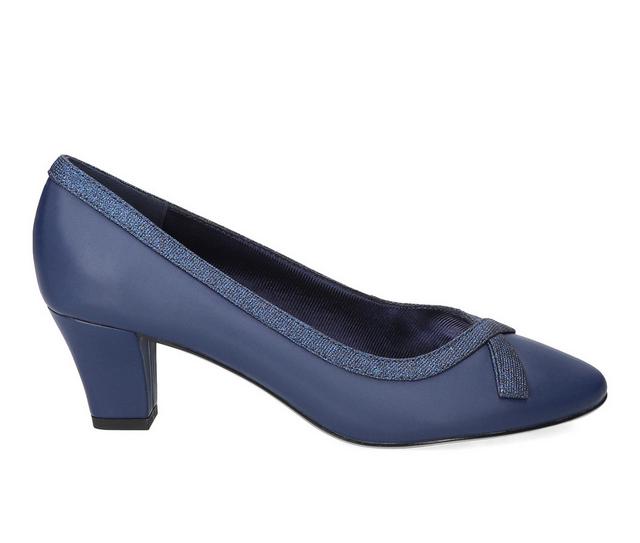 Women's Easy Street Kata Pumps in Navy Satin color