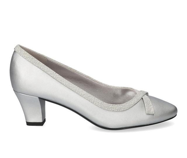 Women's Easy Street Kata Pumps in Silver Satin color