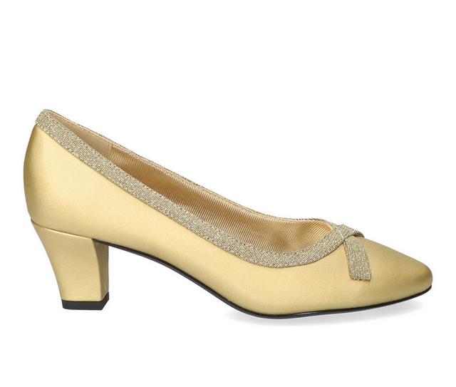 Women's Easy Street Kata Pumps in Gold Satin color
