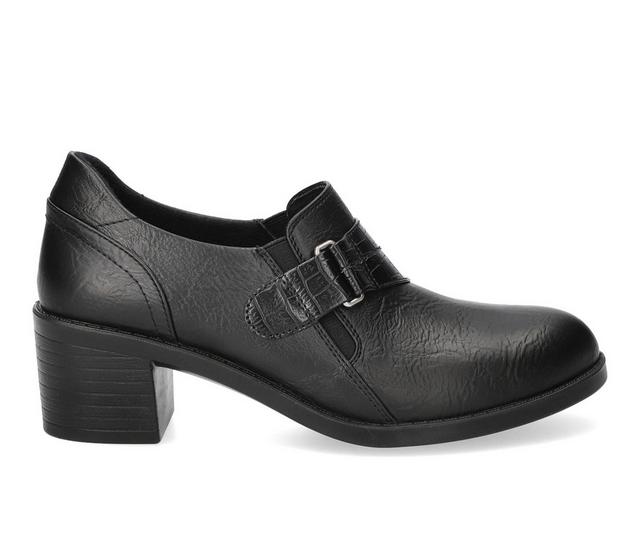 Women's Easy Street Lavelle Heeled Loafers in Black Croco color