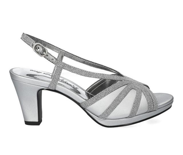 Women's Easy Street Starlight Dress Sandals in Silver Satin color