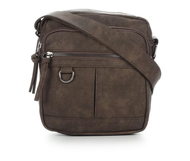 Bueno Of California Pebble Washed Pocket Crossbody Handbag in Chocolate color