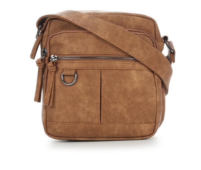 Bueno Of California Pebble Washed Pocket Crossbody Handbag in Cognac color