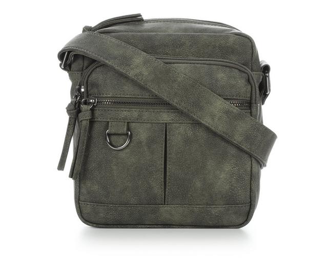 Bueno Of California Pebble Washed Pocket Crossbody Handbag in Forest Green color