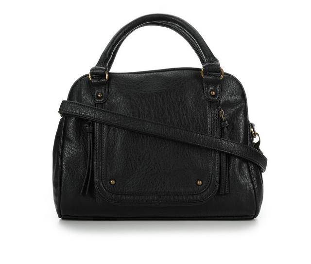Bueno Of California Buffalo Satchel Handbag in Black color