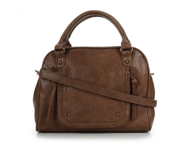 Bueno Of California Buffalo Satchel Handbag in Light Brown color
